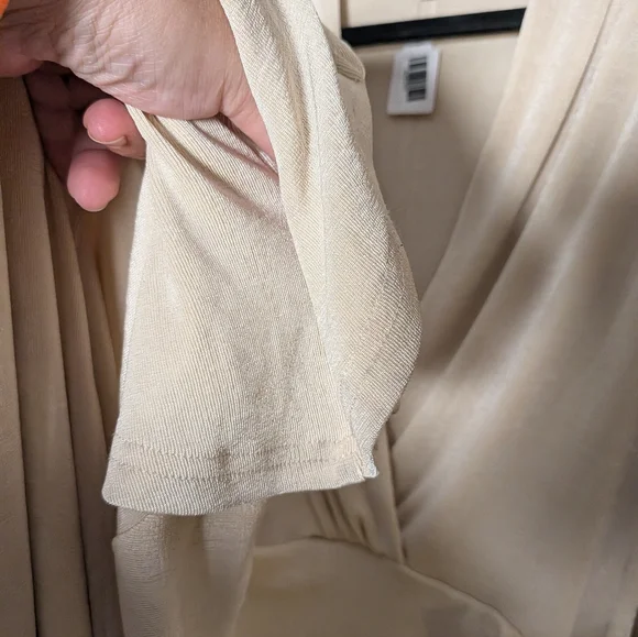 Mable Champagne Ruched Plunge Long Sleeve Maxi Dress Glam Evening Gown S - Picture 5 of 7